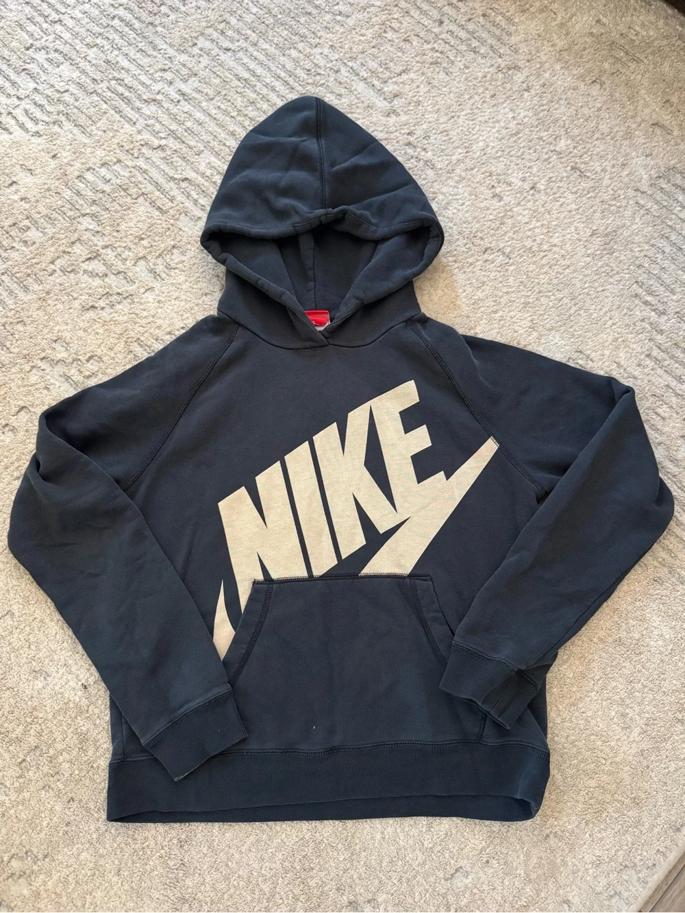 Women’s Nike Black Hoodie with Large Tan Logo Size M